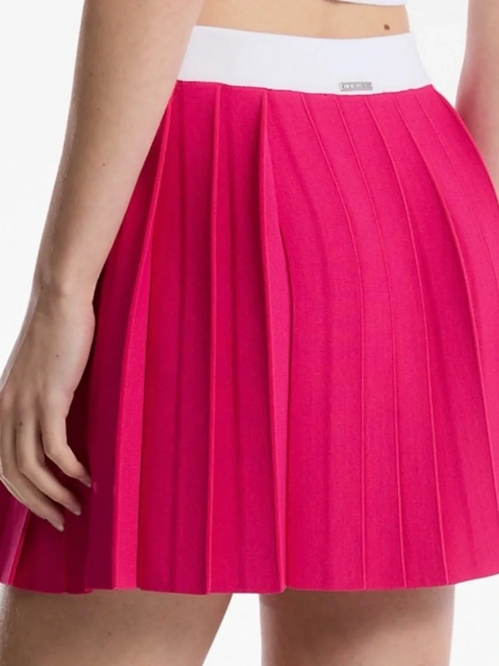 Michael Kors Dragon Fruit Pink Stretch Knit Pleated Mini Skirt - NWT - Picture 4 of 6